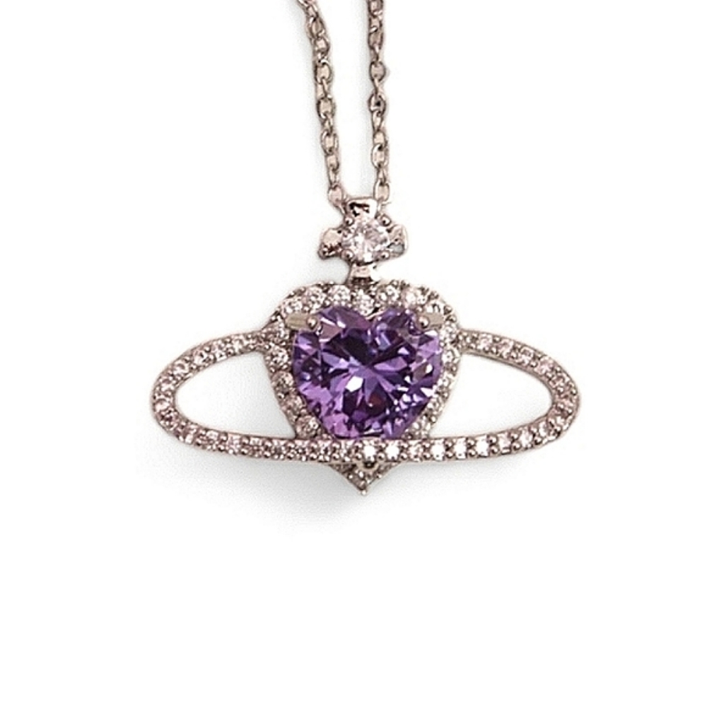 NWOT Vivienne Westwood Inspired Silver Purple Simulated Diamond Necklace Choker